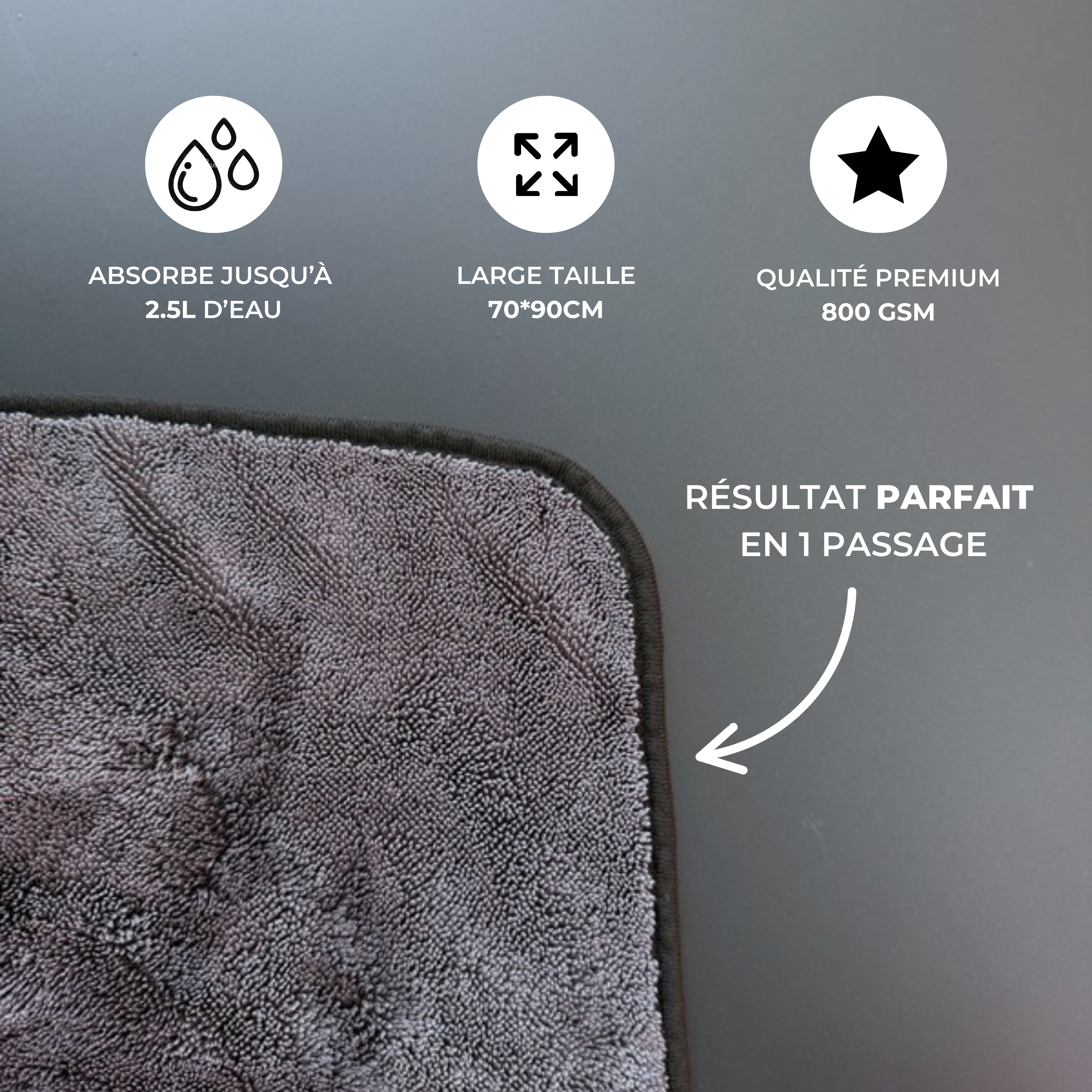 Serviette séchante absorbante FEWL en microfibre pour voiture, idéale pour sécher rapidement sans traces ni rayures
